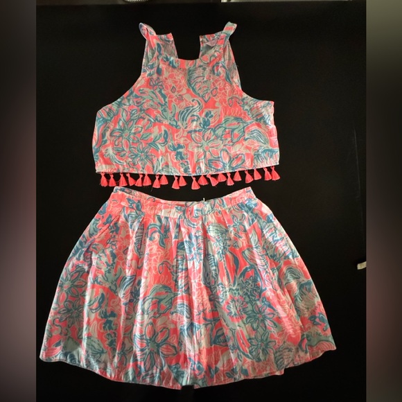 Lilly Pulitzer Rare Selina Set in PINK SUNSET SUMMER SIREN. Size 4. - Picture 4 of 12